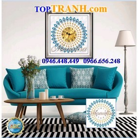 Tranh gắn đá đồng hồ lông vũ